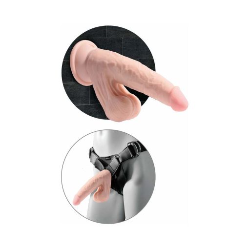 King Cock Plus 9 In. Triple-Density Cock With Swinging Balls Dildo Beige - Image 6