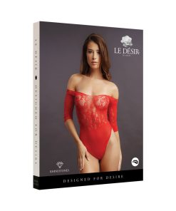 Le Desir Crotchless Rhinestone Teddy Red O/S
