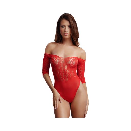 Le Desir Crotchless Rhinestone Teddy Red O/S - Image 2