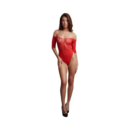 Le Desir Crotchless Rhinestone Teddy Red O/S - Image 4