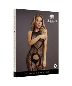 Le Desir Crotchless Leopard Bodystocking Black O/S