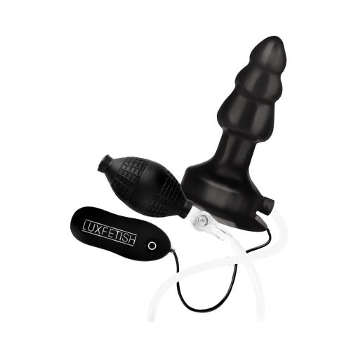 Lux Fetish 4 In. Inflatable Vibrating Butt Plug With Suction Base Remote-Controlled - Image 2