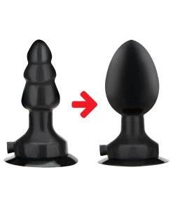 Lux Fetish 4 In. Inflatable Vibrating Butt Plug With Suction Base Remote-Controlled