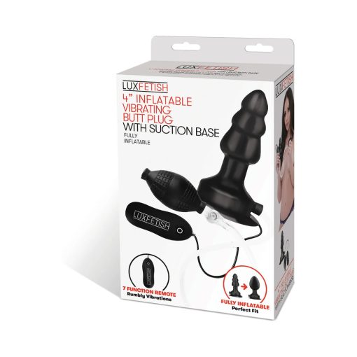 Lux Fetish 4 In. Inflatable Vibrating Butt Plug With Suction Base Remote-Controlled - Image 6