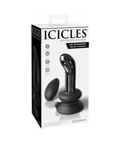 Icicles No. 84 Vibrating Curved Glass Massager With Suction Cup Black