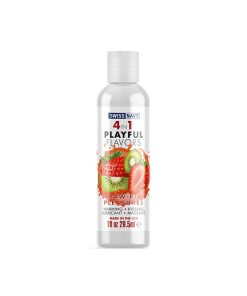 Swiss Navy 4 In 1 Playful Flavors Straw-Kiwi Pleasures 1 Oz.