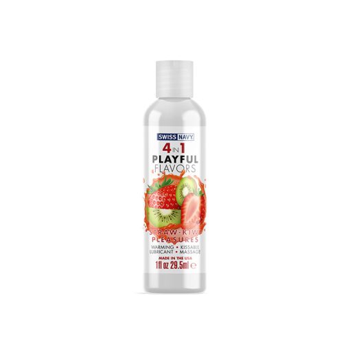 Swiss Navy 4 In 1 Playful Flavors Straw-Kiwi Pleasures 1 Oz.