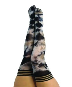 Kixies Mackenzie Black/White Tie-Dye Thigh-High Size D