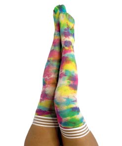 Kixies Gilly Rainbow Tie-Dye Thigh-High Size D