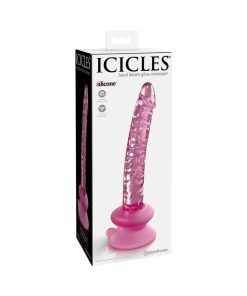 Icicles No. 86 Realistic 7 In. Glass Dildo With Suction Cup Pink