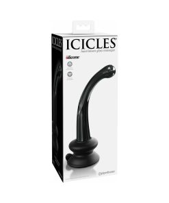 Icicles No. 87 Curved Glass G-Spot Massager With Suction Cup Black