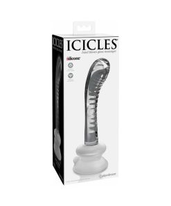 Icicles No. 88 Curved Glass G-Spot Massager With Suction Cup Clear