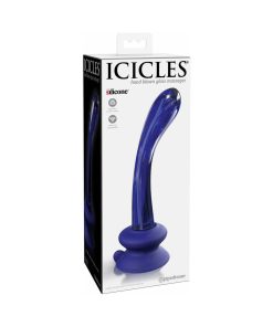 Icicles No. 89 Curved Glass G-Spot Massager With Suction Cup Blue