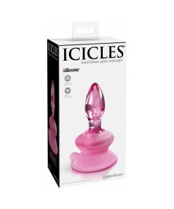 Icicles No. 90 Glass Anal Plug With Suction Cup Pink