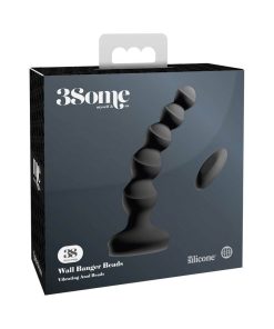 3Some Wall Banger Vibrating Anal Beads With Suction Cup Black