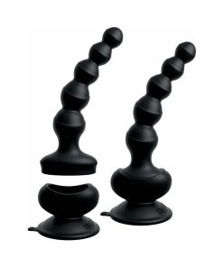 3Some Wall Banger Vibrating Anal Beads With Suction Cup Black