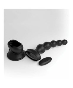 3Some Wall Banger Vibrating Anal Beads With Suction Cup Black