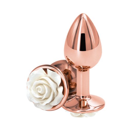 Rear Assets Rose Anal Plug Small White - Image 2