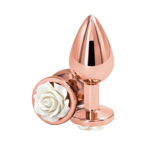 Rear Assets Rose Anal Plug Medium White - Image 2