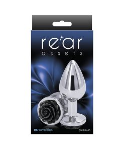 Rear Assets Rose Anal Plug Medium Black
