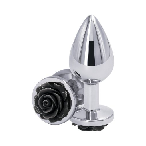 Rear Assets Rose Anal Plug Medium Black - Image 2