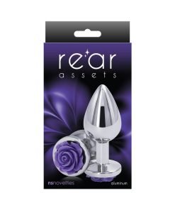 Rear Assets Rose Anal Plug Medium Purple