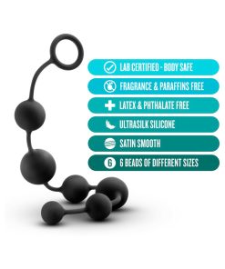 Anal Adventures Platinum Silicone Large Anal Beads Black