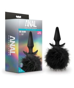 Anal Adventures Platinum Silicone Rabbit Tail Plug Black