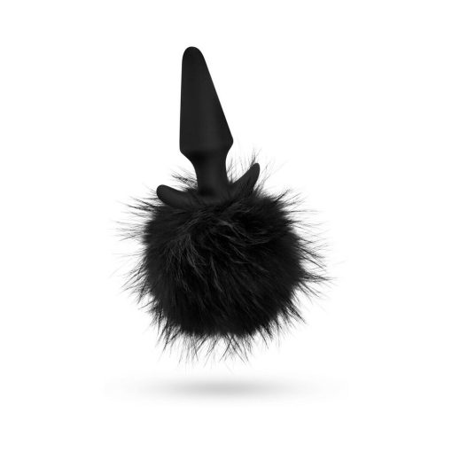 Anal Adventures Platinum Silicone Rabbit Tail Plug Black - Image 2