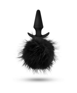 Anal Adventures Platinum Silicone Rabbit Tail Plug Black