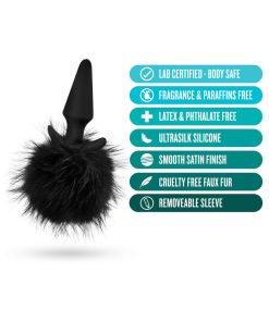 Anal Adventures Platinum Silicone Rabbit Tail Plug Black