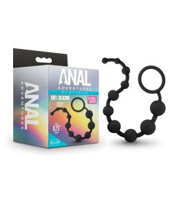 Anal Adventures Platinum Silicone 10 Anal Beads Black