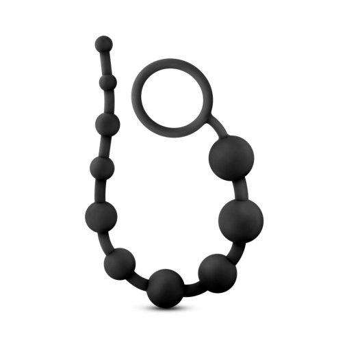 Anal Adventures Platinum Silicone 10 Anal Beads Black - Image 3