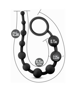 Anal Adventures Platinum Silicone 10 Anal Beads Black