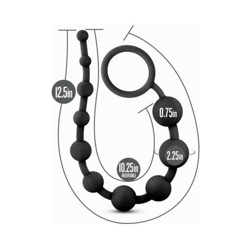 Anal Adventures Platinum Silicone 10 Anal Beads Black - Image 6