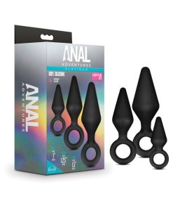 Anal Adventures Platinum Silicone 3-Piece Loop Plug Kit Black