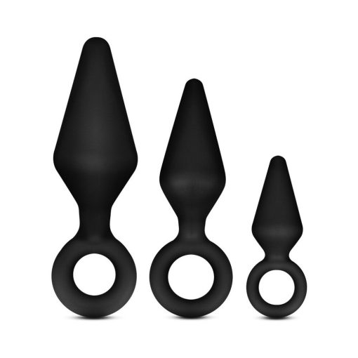 Anal Adventures Platinum Silicone 3-Piece Loop Plug Kit Black - Image 2
