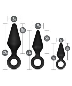 Anal Adventures Platinum Silicone 3-Piece Loop Plug Kit Black