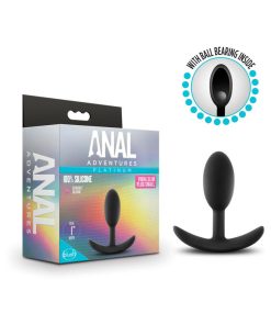 Anal Adventures Platinum Silicone Weighted Vibra Slim Plug Small Black