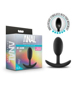 Anal Adventures Platinum Silicone Weighted Vibra Slim Plug Medium Black