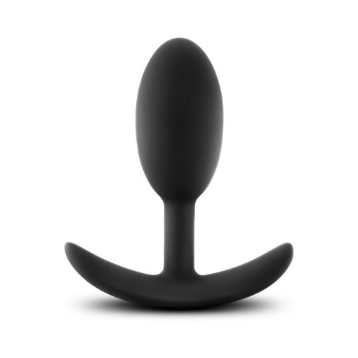 Anal Adventures Platinum Silicone Weighted Vibra Slim Plug Medium Black - Image 2