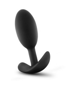 Anal Adventures Platinum Silicone Weighted Vibra Slim Plug Medium Black