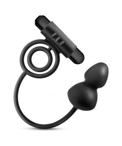 Anal Adventures Platinum Silicone Anal Plug With Vibrating C-Ring Black