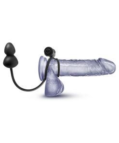 Anal Adventures Platinum Silicone Anal Plug With Vibrating C-Ring Black