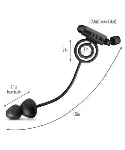 Anal Adventures Platinum Silicone Anal Plug With Vibrating C-Ring Black