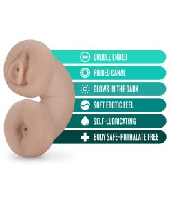 M For Men Soft + Wet Double Trouble Glow In The Dark Self-Lubricating Stroker Beige