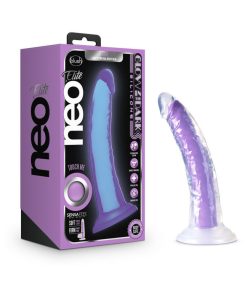 Neo Elite Glow In The Dark Light 7 In. Silicone Dual-Density Dildo Neon Purple