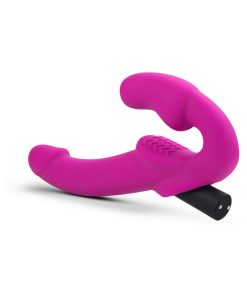 Temptasia Estella 9.5 In. Silicone Strapless Strap-On Dildo With Bullet Vibrator Pink