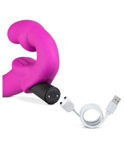 Temptasia Estella 9.5 In. Silicone Strapless Strap-On Dildo With Bullet Vibrator Pink