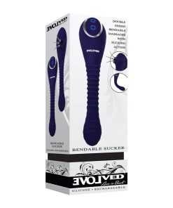 Evolved Bendable Sucker – Dual-Ended Suction & Vibe, Poseable, Blue